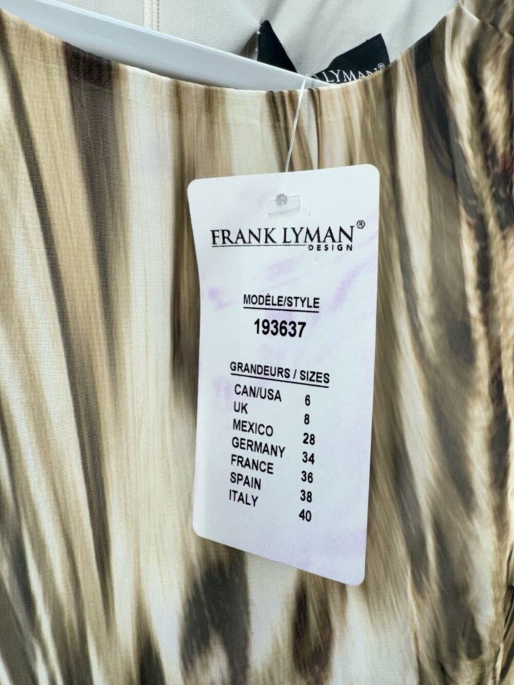 Frank Lyman Layered Animal Print Dress Womens 6 Tan Black Sheer Bell Sleeve NEW - Picture 5 of 11